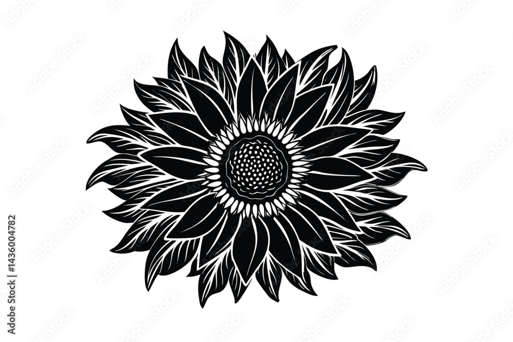 Fototapeta premium Sunflower Victorian vector illustration 