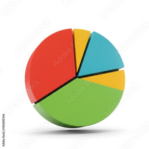 Free Download Colorful pie chart with red green blue and yellow sections on white background - GFXLoad
