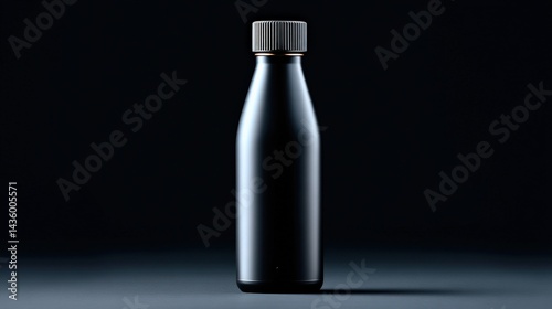 Obraz na płótnie Black Sleek Bottle on Dark Background, Minimalist and Modern Design w salonie