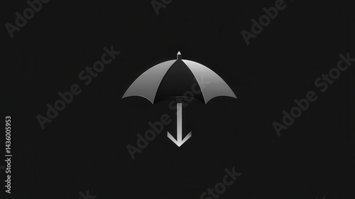 Obraz na płótnie Black umbrella with arrow on dark background minimalist design w salonie