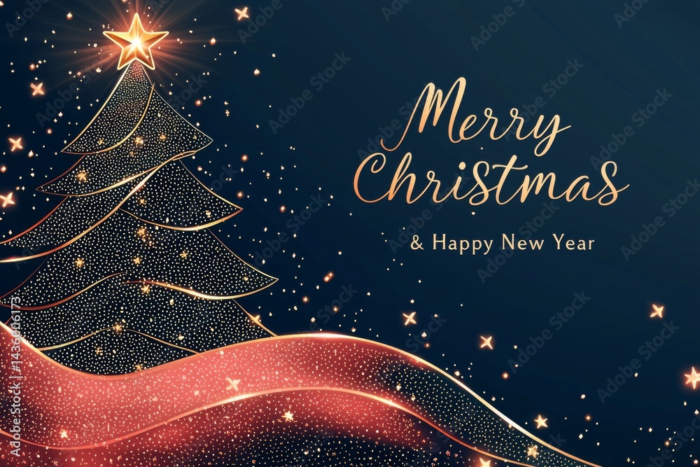 Elegant Christmas Tree with Star and Sparkling Background Design
