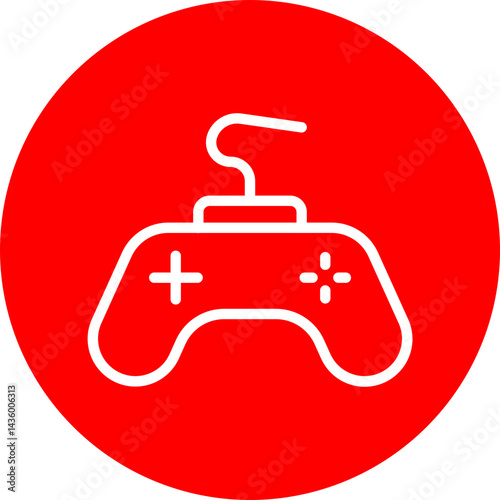 Gaming Console Vector Line White Circle Red