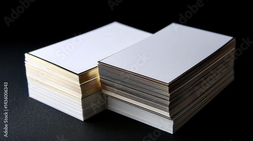 Obraz na płótnie Blank Business Card Stacks on Dark Background for Design Use w salonie