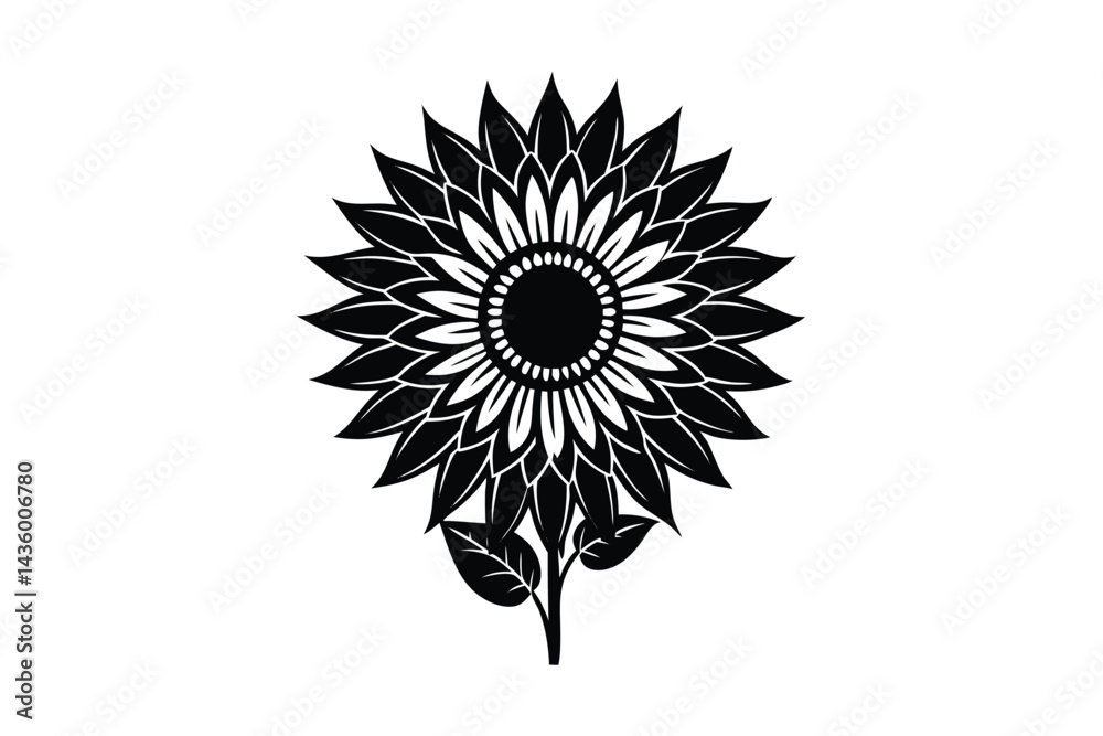 Fototapeta premium Sunflower Victorian vector illustration 
