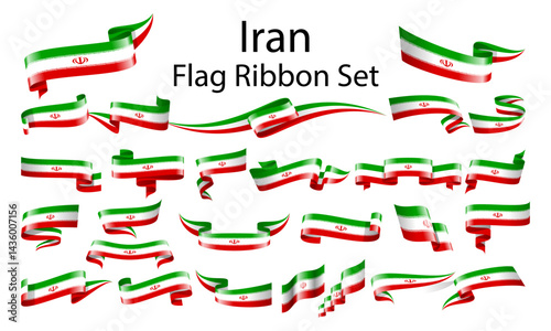 Iran ribbon flag set