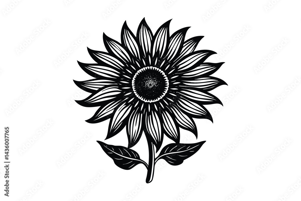 Fototapeta premium Sunflower Victorian vector illustration 