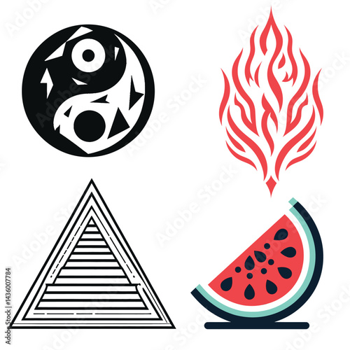 Vector fireball icon with a fire circle, symbolizing film and cinema, designed for web and video applications
