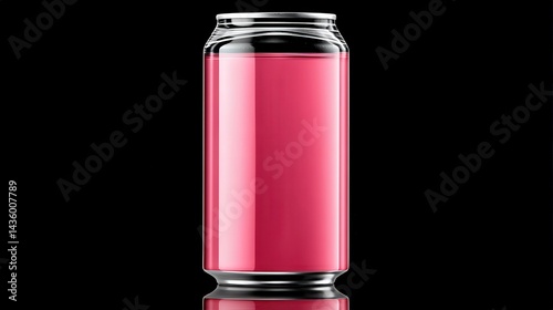 Obraz na płótnie Bright Pink Soda Can on Black Background with Reflection w salonie