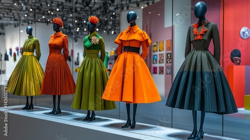 Colorful Fashion Dresses Displayed in Modern Gallery