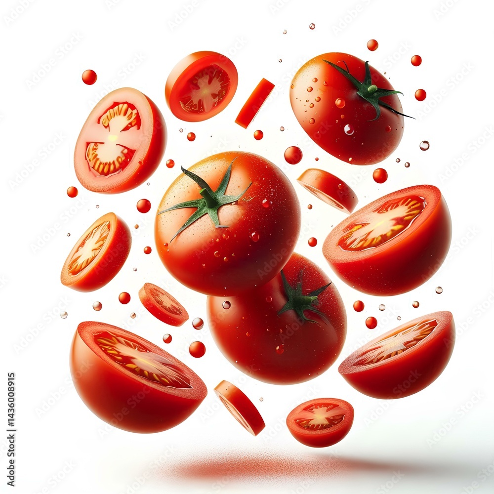 Thinly sliced tomatoes Thinly sliced tomatoes