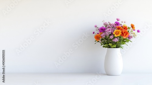 Wallpaper Mural Vibrant bouquet of flowers in a simple vase against a clean white backdrop Torontodigital.ca