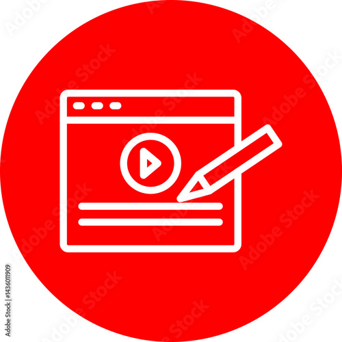 Content Creation Vector Line White Circle Red