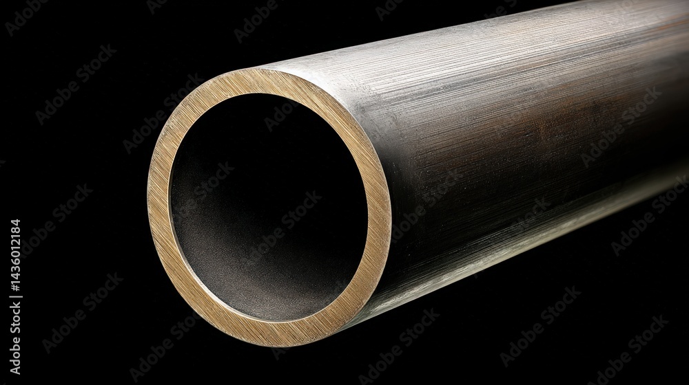 Close-Up of Metal Cylinder with Decorative Edge on Black Background