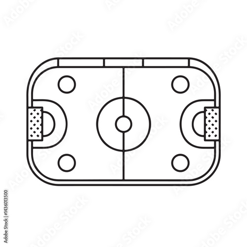 Vertical Bandy Game Field Line Vector Illustration.