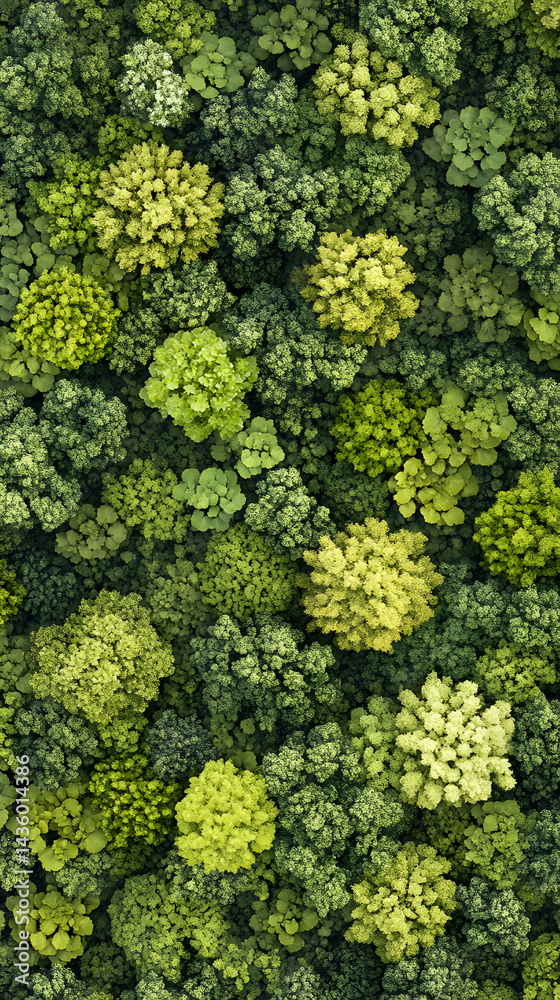 Aerial View Lush Green Forest Canopy Texture Background