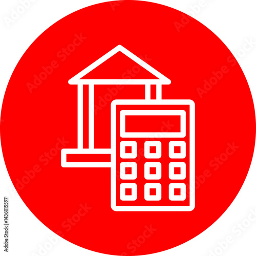 Calculator Vector Line White Circle Red