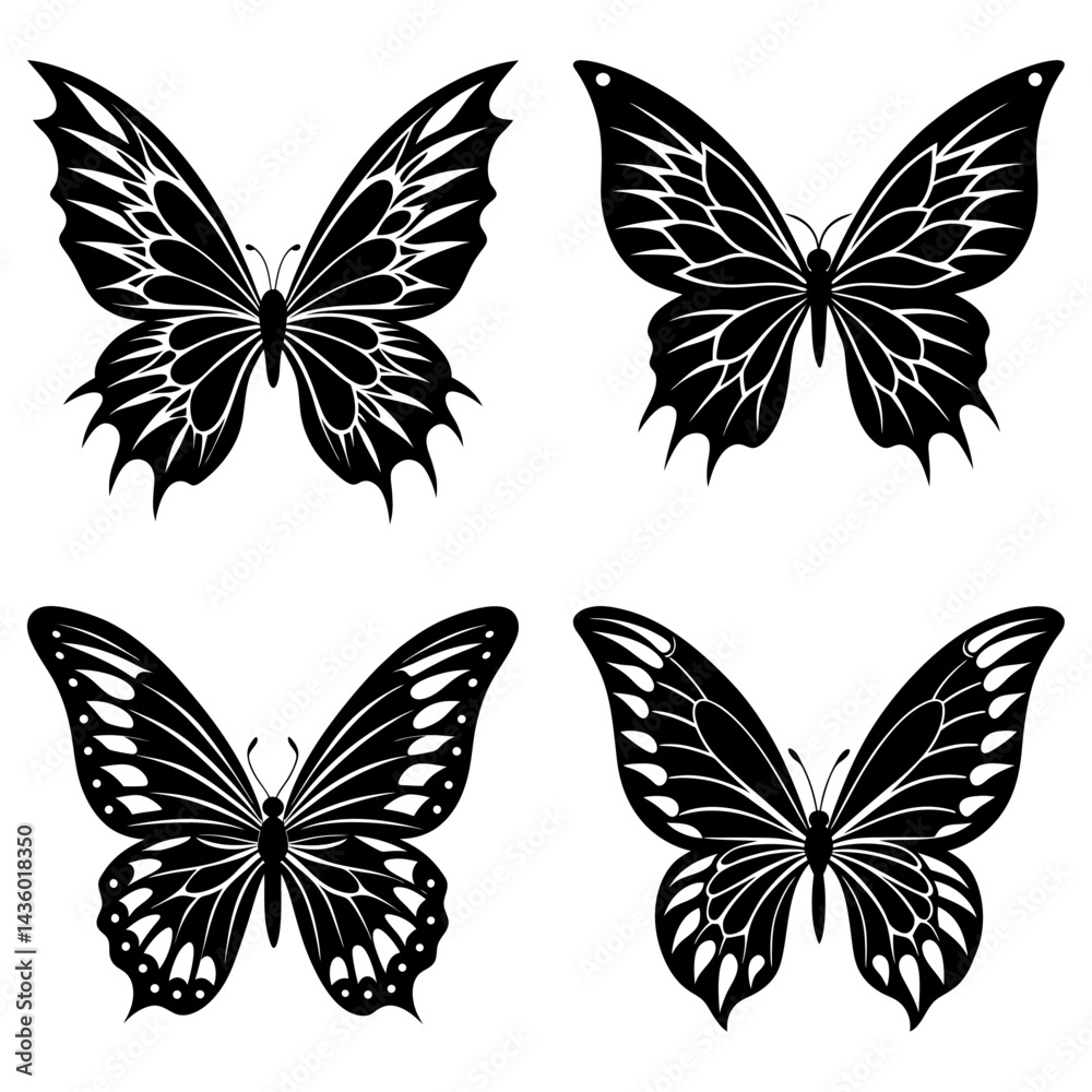 Obraz premium Butterfly Wings Silhouette vector illustration