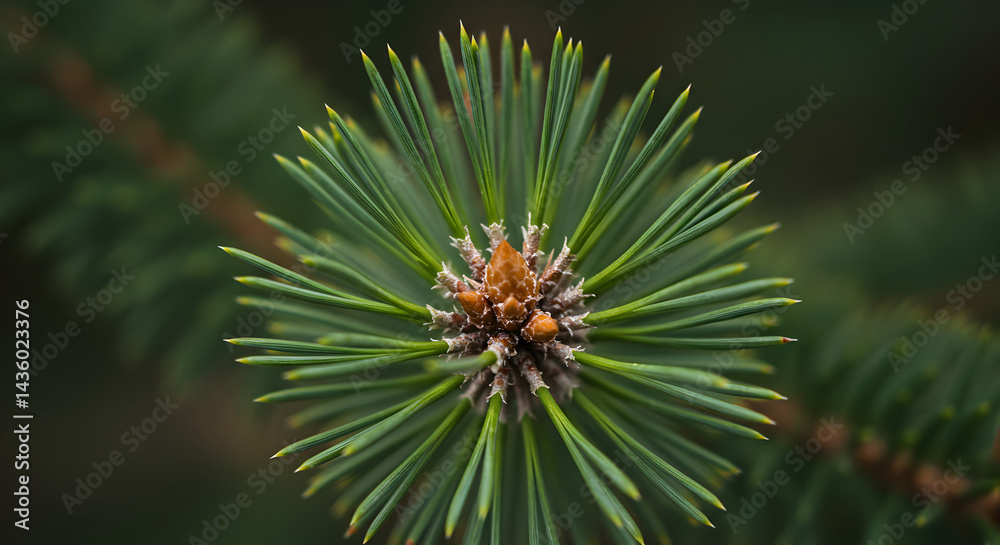 Radiant Starburst Of Needles: Coniferous Beauty In High Detail Focus Radiant Starburst Of Needles: Coniferous Beauty In High Detail Focus