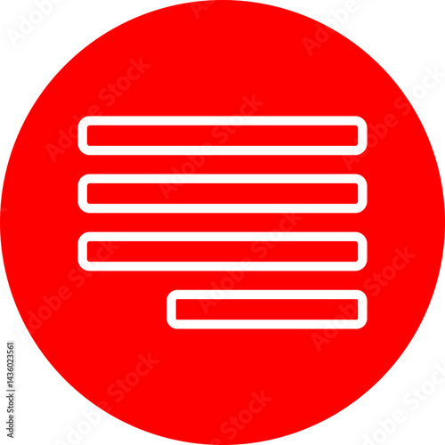 Justify Text Vector Line White Circle Red