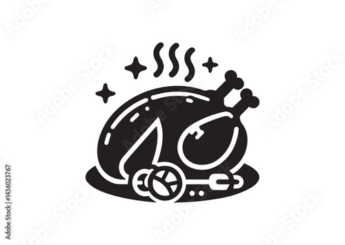 Roasted turkey icon, Roasted turkey silhouette Vector