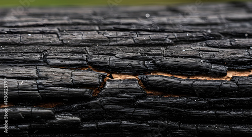 Dramatic Burnt Wood Texture Showing the Effects of Extreme Heat