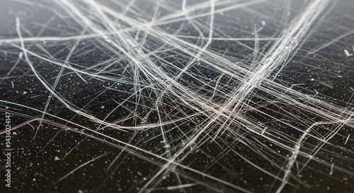 Scratched Dark Surface With White Lines Abstract Damage Pattern