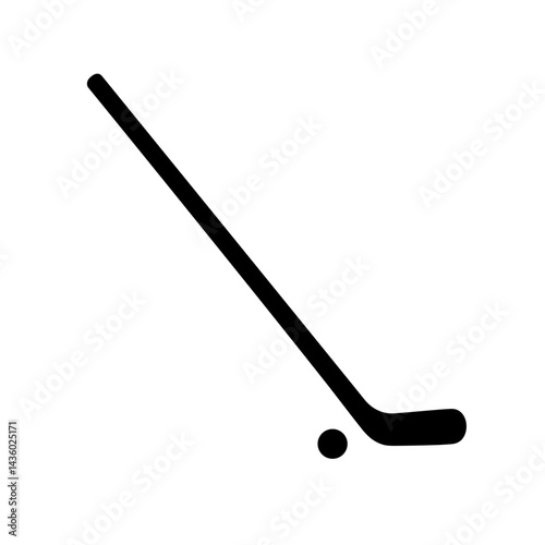 Hockey stick and puck icon silhouette in black