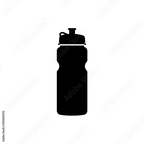 Sports water bottle icon silhouette in black
