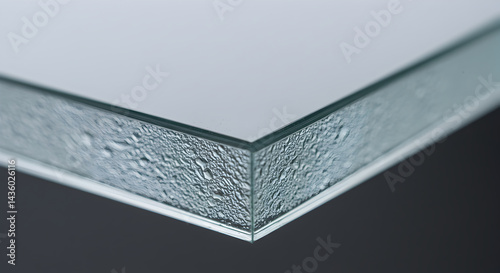 Cool Glass Edge Surface With Water Droplets Close Up Macro Shot