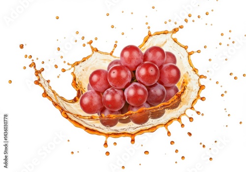 Fresh grapes with juice splash isolated on a bright background