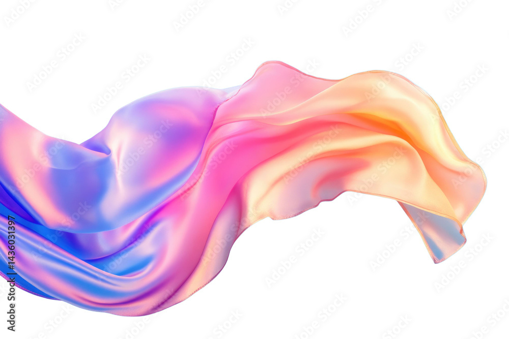 Obraz premium Flying gradient light to dark blue silk textile fabric flag isolated on blue background. Smooth elegant Colorful gradient Satin for grand opening ceremony PNG