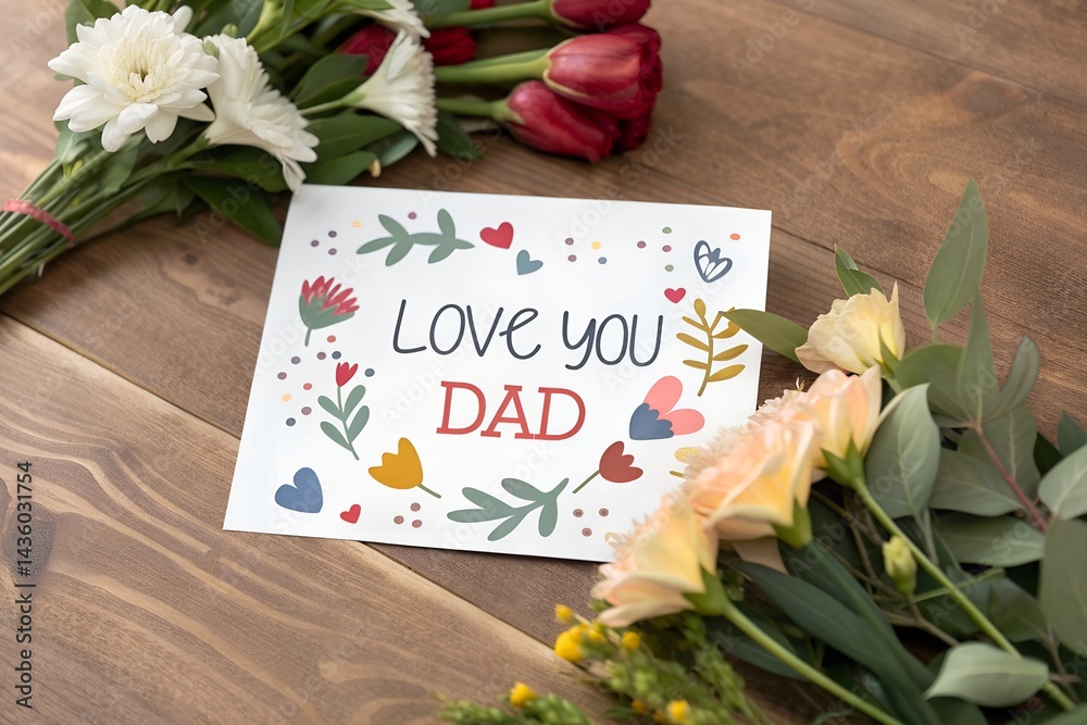 Happy Father's day card with tulips