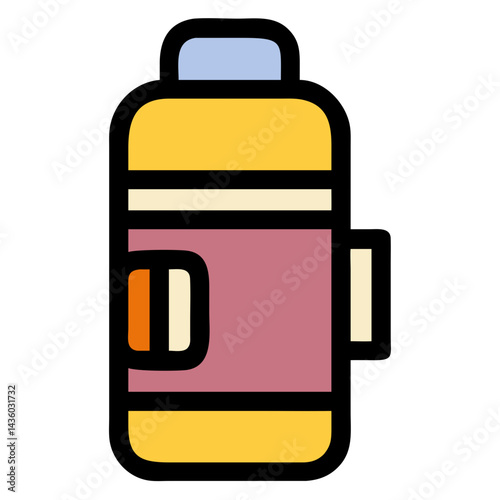 Colorful Thermos Bottle Icon - Insulated Travel Flask Design