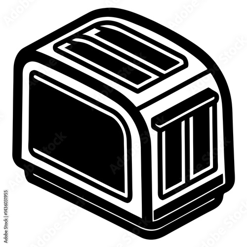 Minimalist Toaster Vector Illustration , Black and White Kitchen Appliance Clipart