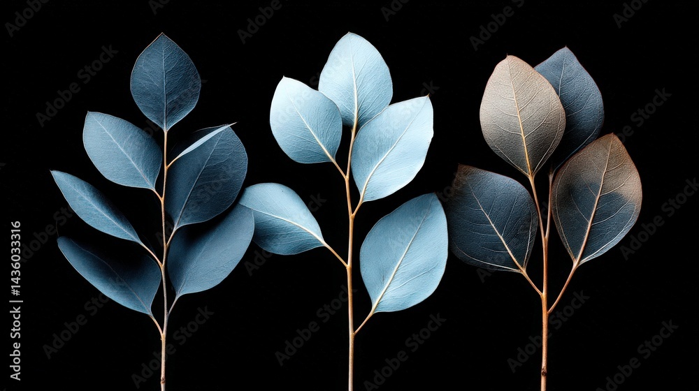 Elegant Botanical Leaves Against a Dark Background For Design Use