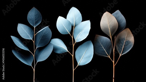 Obraz na płótnie Elegant Botanical Leaves Against a Dark Background For Design Use w salonie