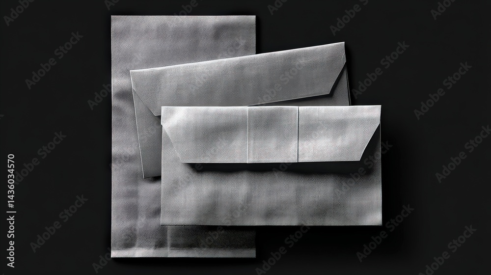Elegant Collection of Minimalist Gray Envelopes on a Dark Background