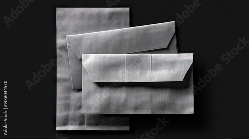 Elegant Collection of Minimalist Gray Envelopes on a Dark Background