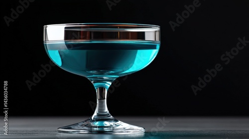 Obraz na płótnie Elegant coupe glass with blue liquid isolated on a black background w salonie