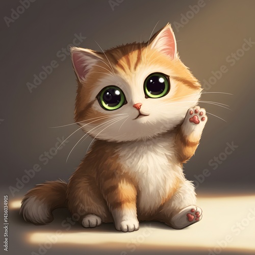 Cute cat illustration with big eyes