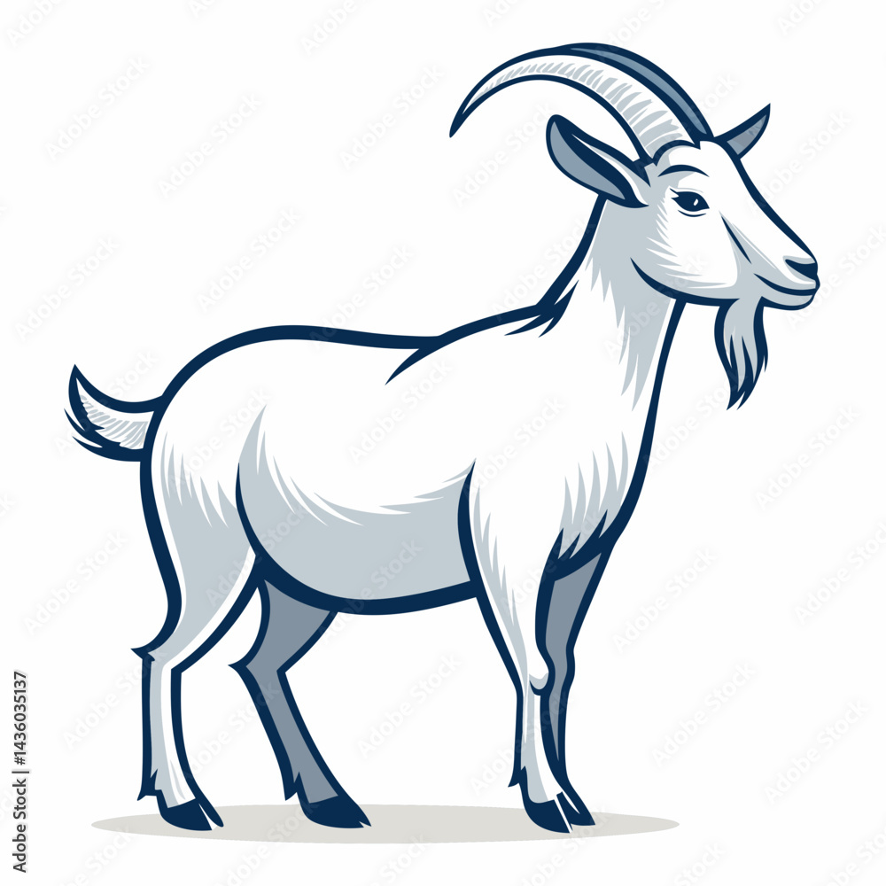 Fototapeta premium Create a bold vector illustration of a goat, styled for Eid Mubarak celebrations, featuring thick outlines and vibrant colors.