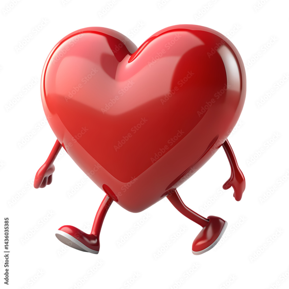 Walking Heart Image Red Heart Cartoon Character on transparent background Walking Heart Image Red Heart Cartoon Character on transparent background