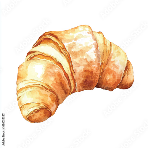 A Croissant simple cartoon drawing watercolor icon