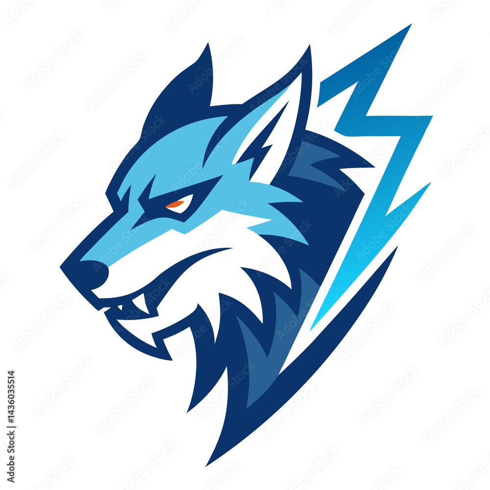 Obraz premium Thunder Wolf mascot logo vector
