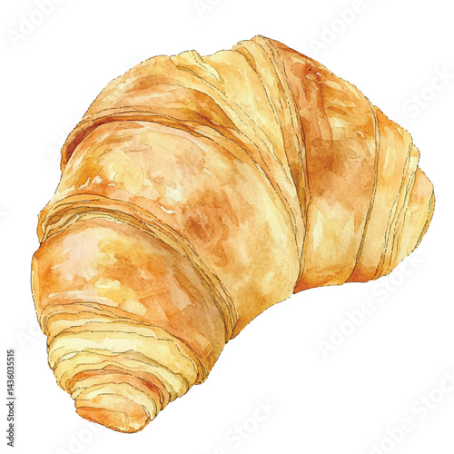 A Croissant simple cartoon drawing watercolor icon