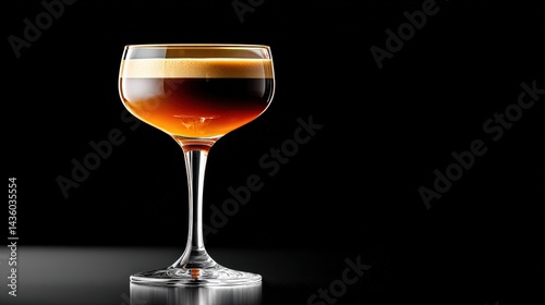 Obraz na płótnie Elegant Espresso Martini in a Stylish Cocktail Glass on Black Background w salonie
