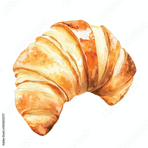 A Croissant simple cartoon drawing watercolor icon