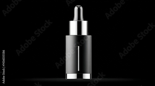 Obraz na płótnie Elegant dropper bottle on black background showcasing minimal design w salonie
