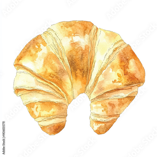 A Croissant simple cartoon drawing watercolor icon