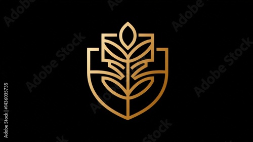 Obraz na płótnie Elegant Floral Logo Design with Golden Elements on Black Background w salonie